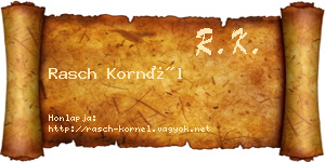 Rasch Kornél névjegykártya